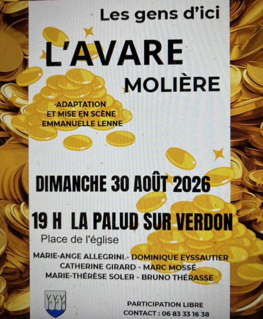 L'avare - le 30 août à La Palud sur Verdon